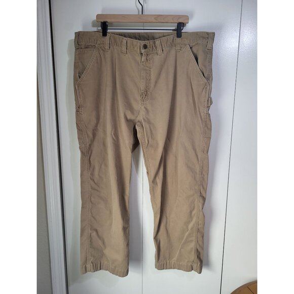 Carhartt Other - Carhartt Men's Relaxed Straight Twill Dungaree Khaki Work Pants Utility SZ 44